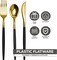 Trendables Disposable Silverware Set - Wedding Plastic Cutlery Dinnerware - Includes two toned Forks, Plastic Spoons, two colored Knives - reflective Plastic Utensils Party Set